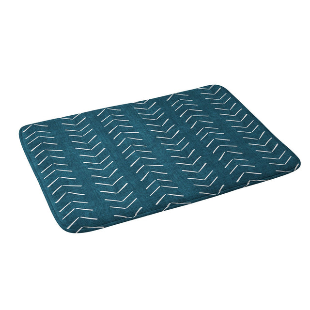 BECKY BAILEY MUD CLOTH BIG ARROWS IN TEAL MEMORY FOAM BATH MAT