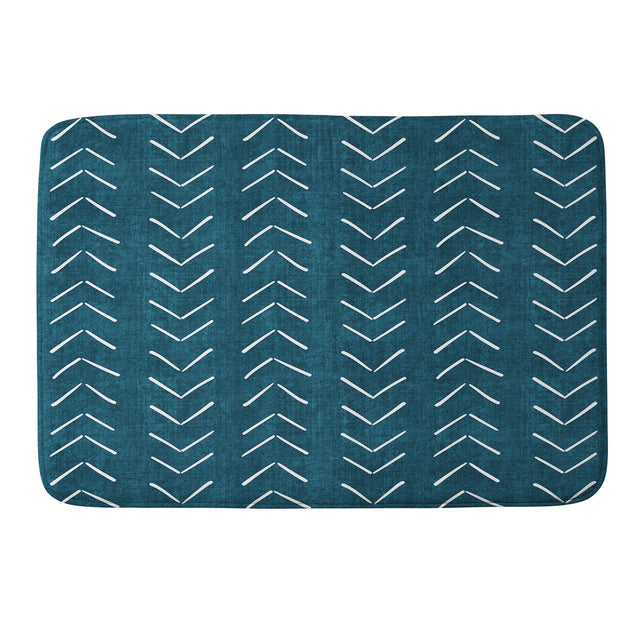BECKY BAILEY MUD CLOTH BIG ARROWS IN TEAL MEMORY FOAM BATH MAT