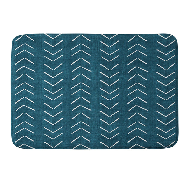 BECKY BAILEY MUD CLOTH BIG ARROWS IN TEAL MEMORY FOAM BATH MAT