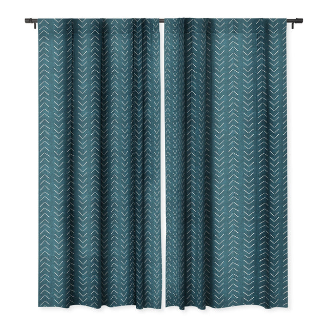MUD CLOTH BIG ARROWS IN TEAL BLACKOUT WINDOW CURTAIN