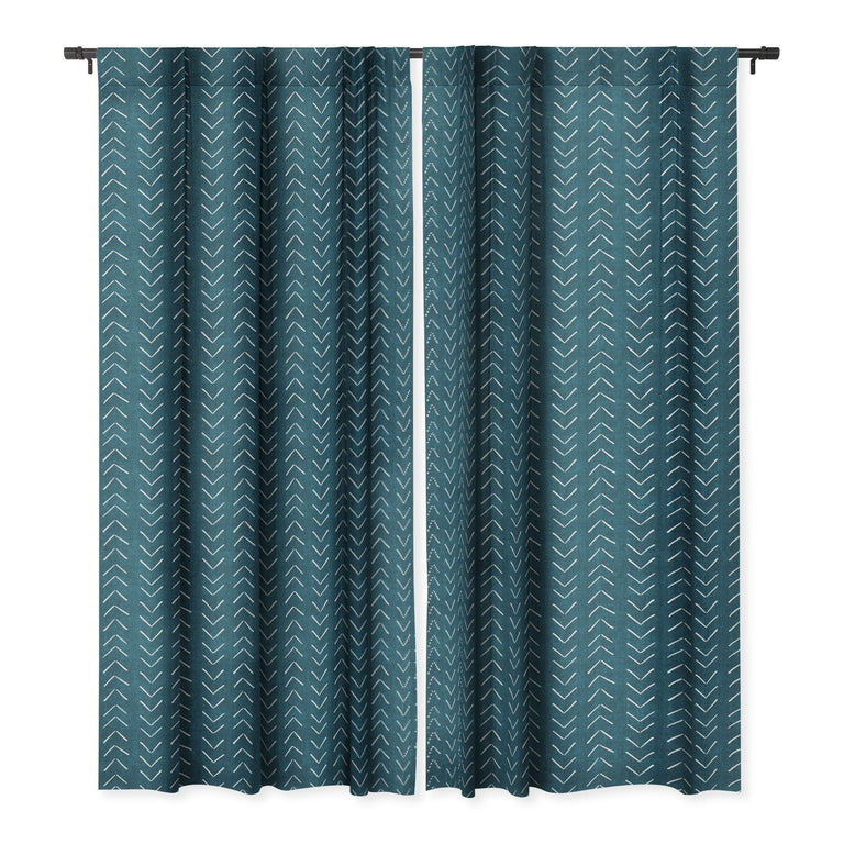 MUD CLOTH BIG ARROWS IN TEAL BLACKOUT WINDOW CURTAIN