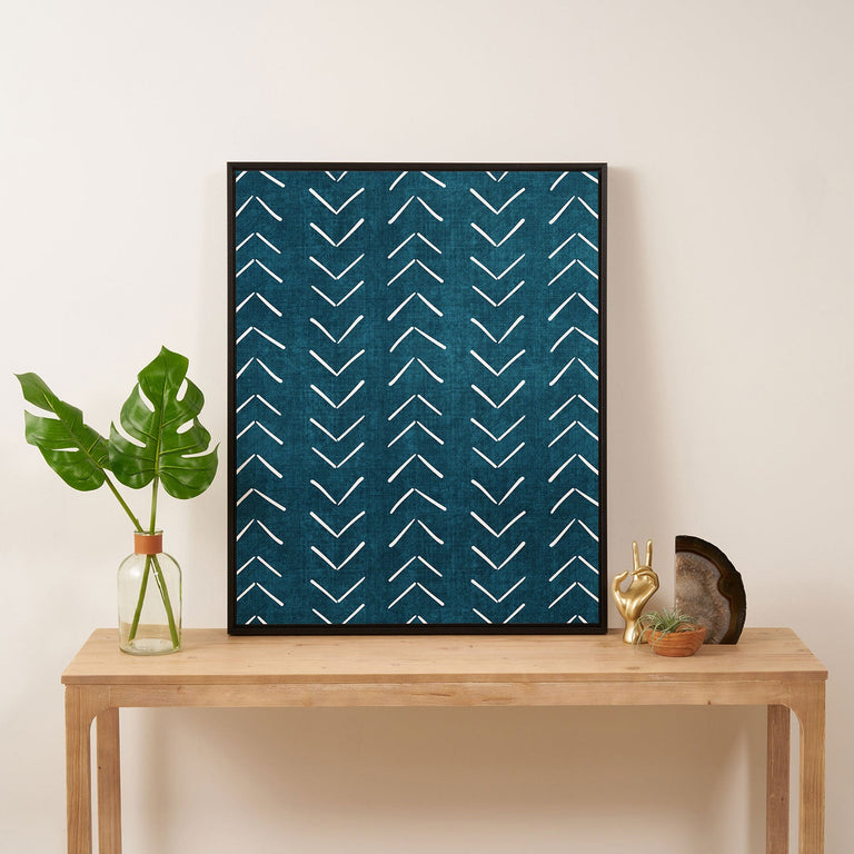 Mud Cloth Big Arrows in Teal Art Canvas