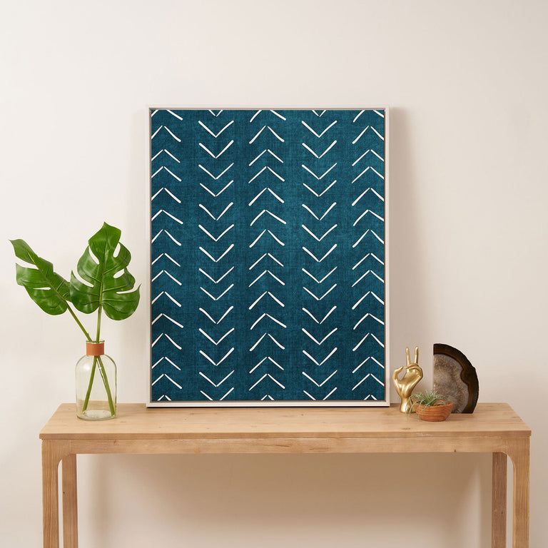 Mud Cloth Big Arrows in Teal Art Canvas