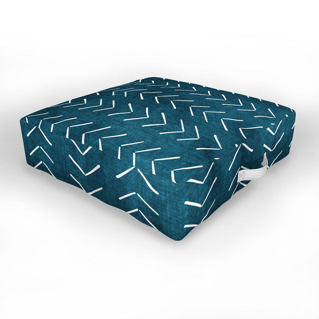 Mud Cloth Big Arrows in Teal Outdoor Floor Cushion