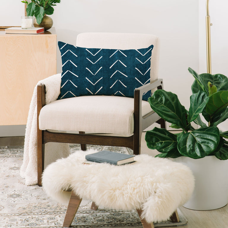 MUD CLOTH BIG ARROWS IN TEAL THROW PILLOW
