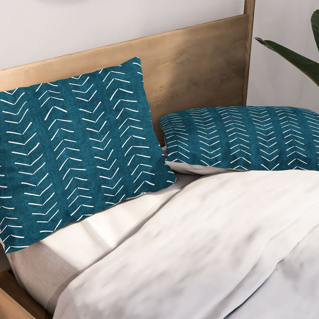 MUD CLOTH BIG ARROWS IN TEAL PILLOW SHAMS