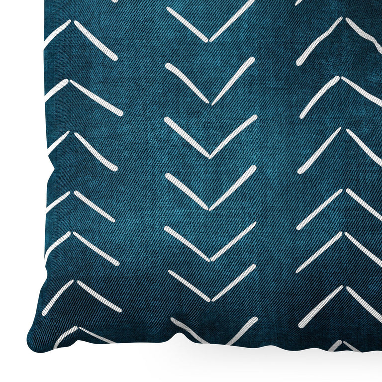 Mud Cloth Big Arrows in Teal Floor Pillow Square