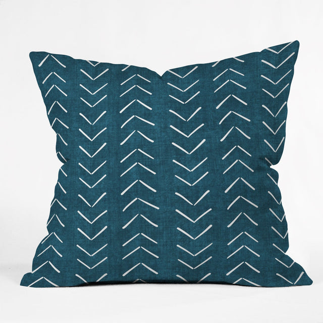 MUD CLOTH BIG ARROWS IN TEAL THROW PILLOW