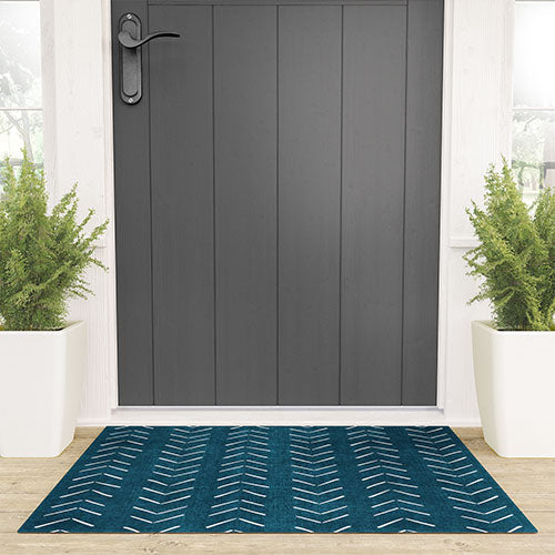 Mud Cloth Big Arrows in Teal Welcome Mat