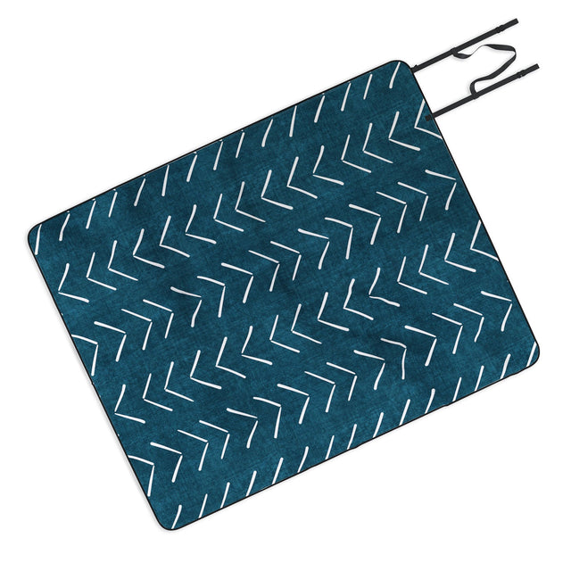 Mud Cloth Big Arrows in Teal Picnic Blanket