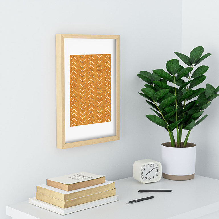 Mud Cloth Big Arrows in Yellow Recessed Framing Rectangle