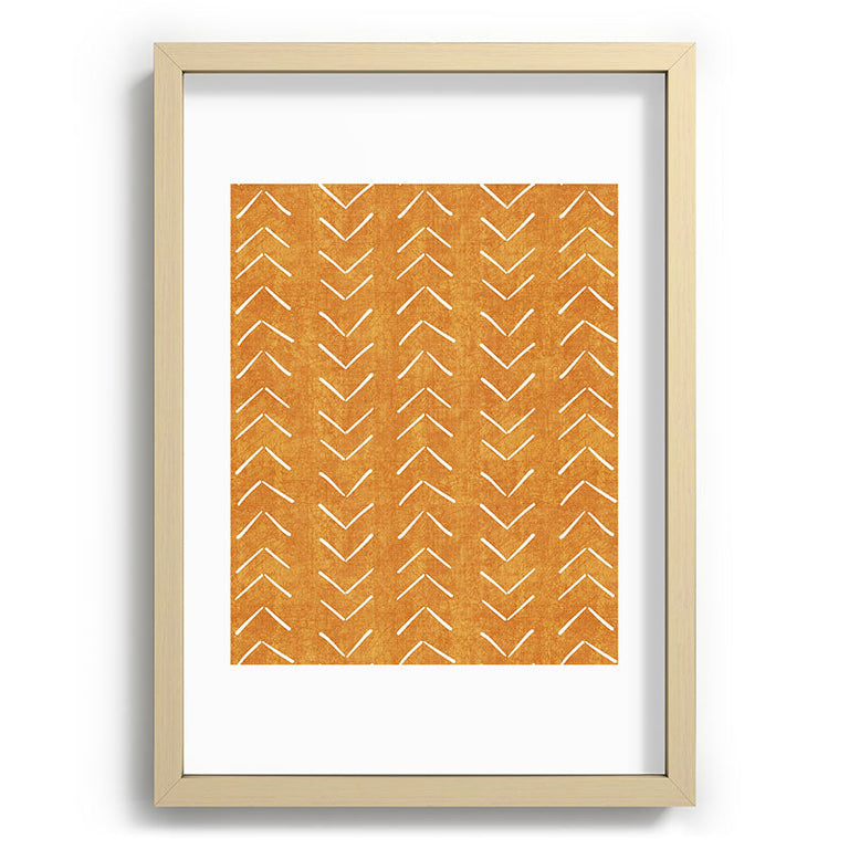 Mud Cloth Big Arrows in Yellow Recessed Framing Rectangle