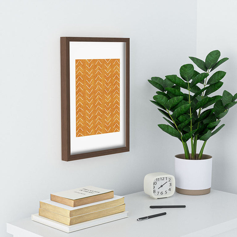 Mud Cloth Big Arrows in Yellow Recessed Framing Rectangle