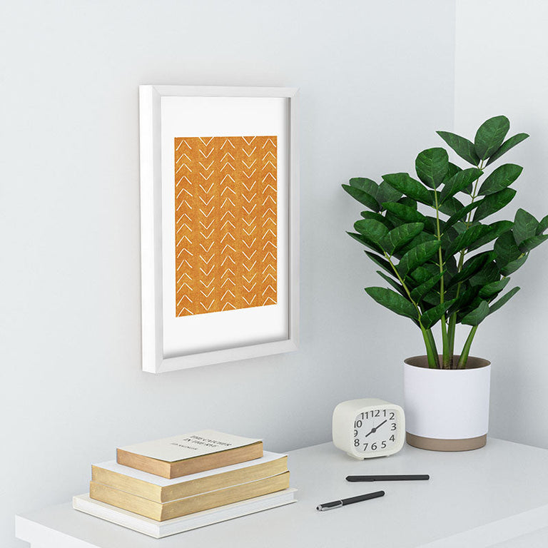 Mud Cloth Big Arrows in Yellow Recessed Framing Rectangle