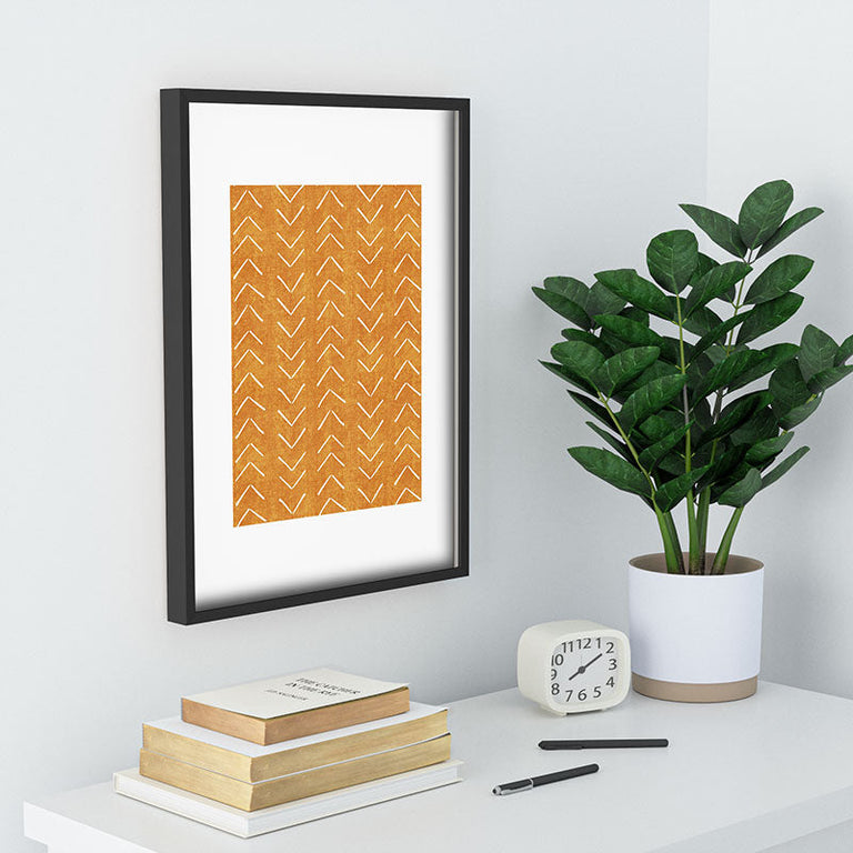 Mud Cloth Big Arrows in Yellow Recessed Framing Rectangle