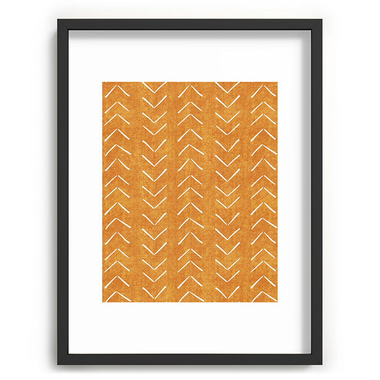 Mud Cloth Big Arrows in Yellow Recessed Framing Rectangle