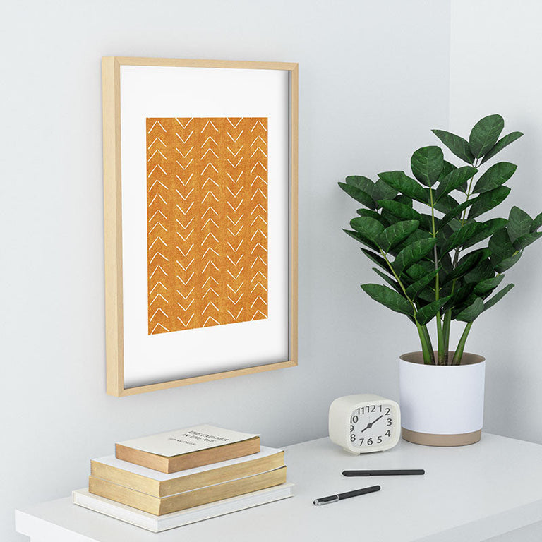 Mud Cloth Big Arrows in Yellow Recessed Framing Rectangle