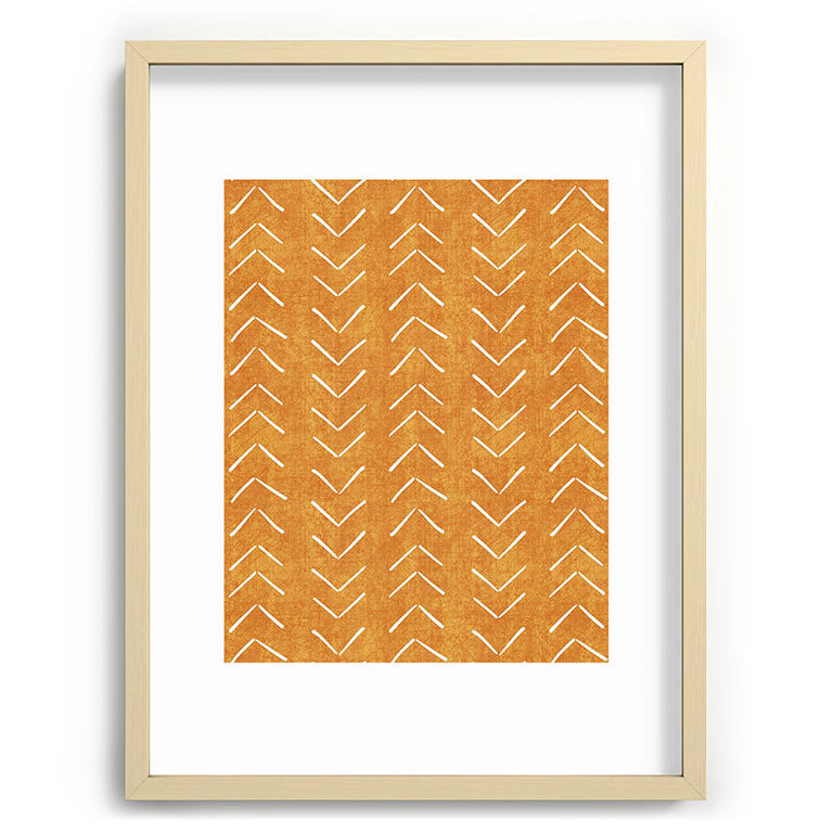 Mud Cloth Big Arrows in Yellow Recessed Framing Rectangle