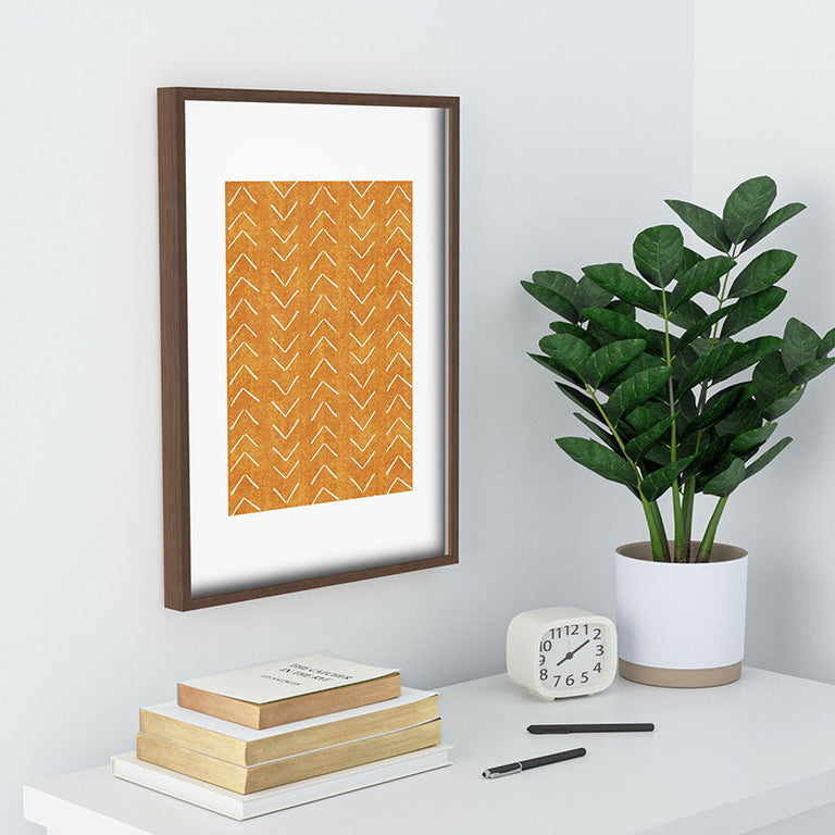 Mud Cloth Big Arrows in Yellow Recessed Framing Rectangle