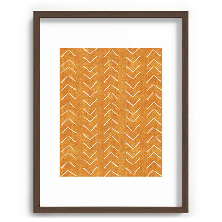Mud Cloth Big Arrows in Yellow Recessed Framing Rectangle