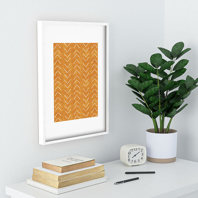 Mud Cloth Big Arrows in Yellow Recessed Framing Rectangle
