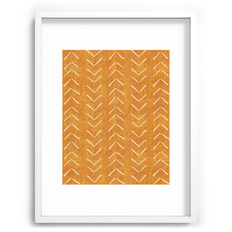 Mud Cloth Big Arrows in Yellow Recessed Framing Rectangle