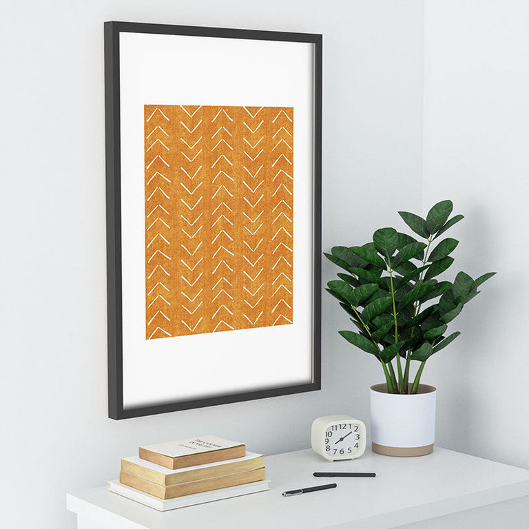 Mud Cloth Big Arrows in Yellow Recessed Framing Rectangle