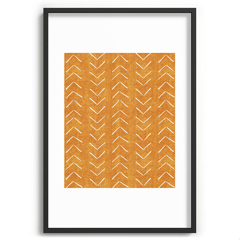 Mud Cloth Big Arrows in Yellow Recessed Framing Rectangle