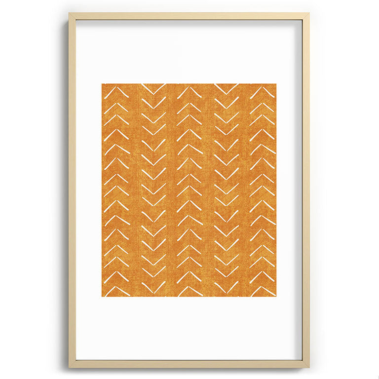 Mud Cloth Big Arrows in Yellow Recessed Framing Rectangle