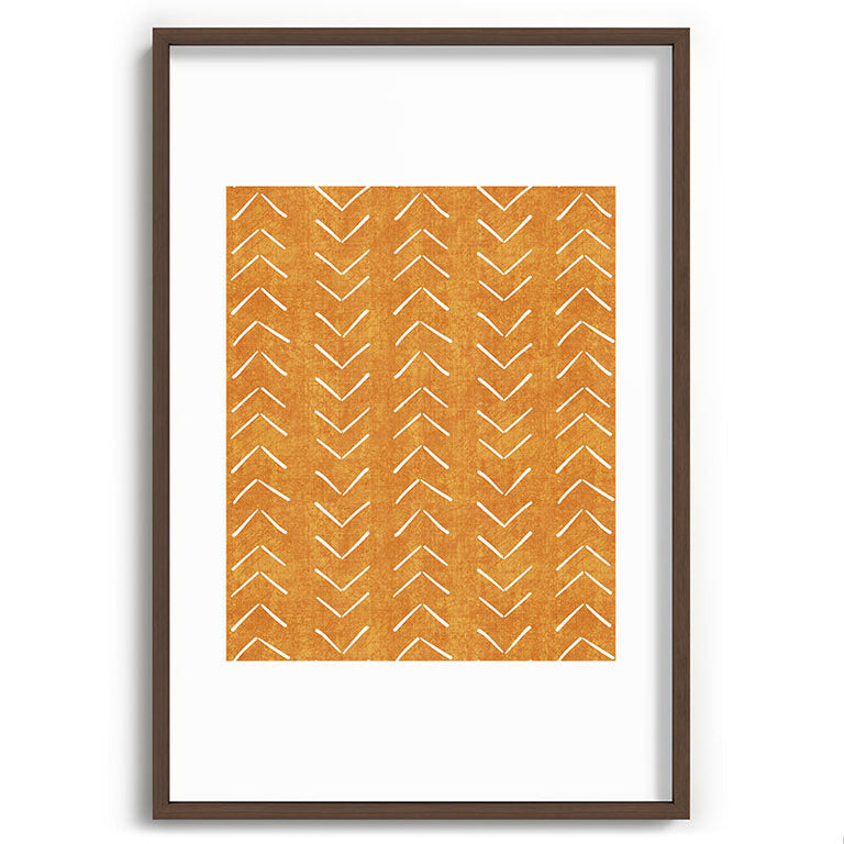 Mud Cloth Big Arrows in Yellow Recessed Framing Rectangle