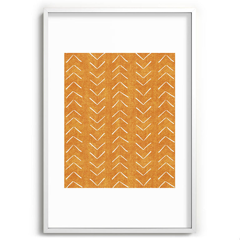 Mud Cloth Big Arrows in Yellow Recessed Framing Rectangle