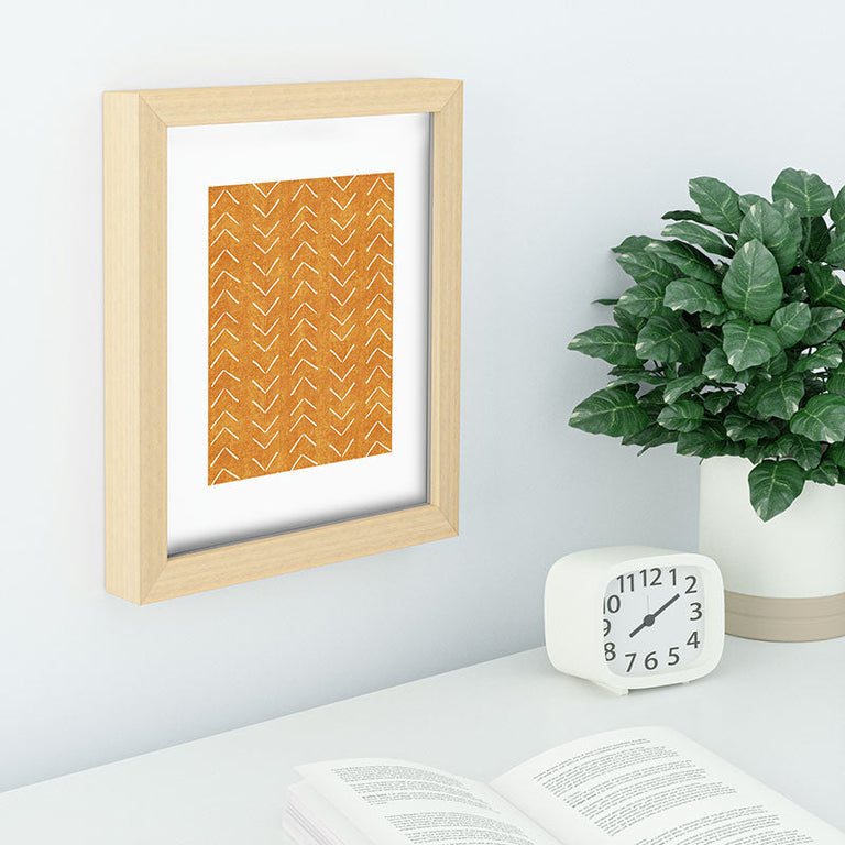 Mud Cloth Big Arrows in Yellow Recessed Framing Rectangle