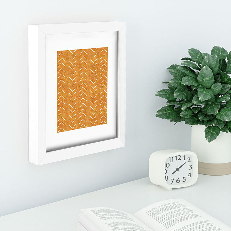 Mud Cloth Big Arrows in Yellow Recessed Framing Rectangle