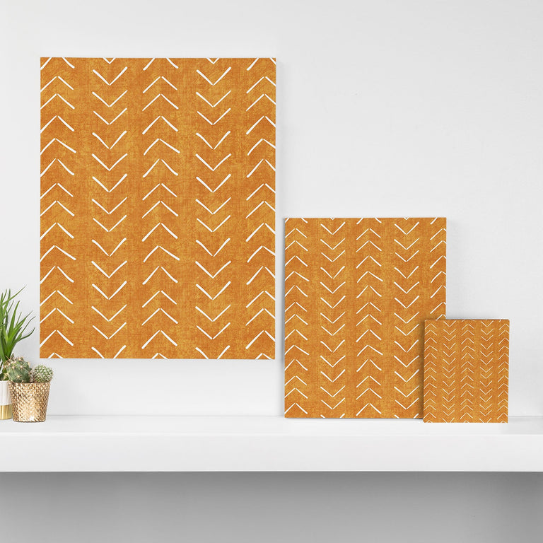 Mud Cloth Big Arrows in Yellow Art Canvas