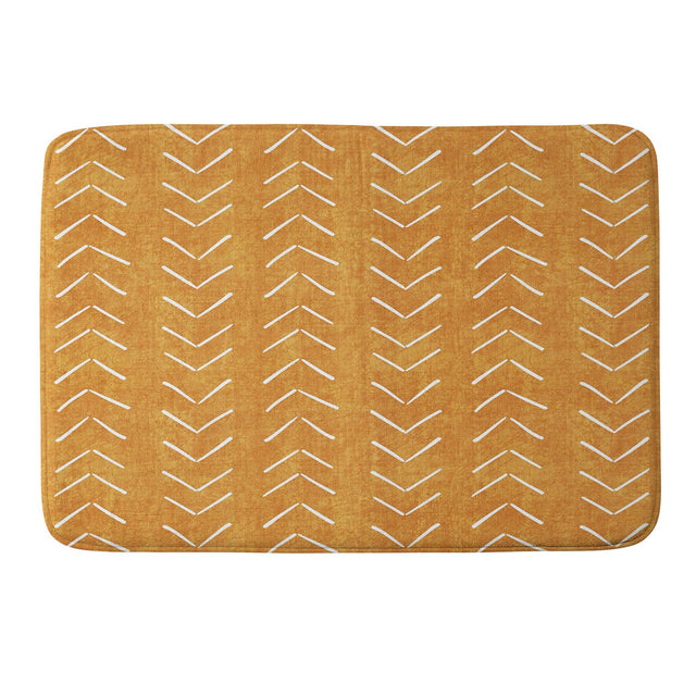 BECKY BAILEY MUD CLOTH BIG ARROWS IN YELLOW MEMORY FOAM BATH MAT