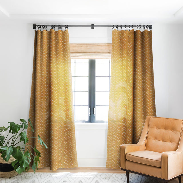 MUD CLOTH BIG ARROWS IN YELLOW BLACKOUT WINDOW CURTAIN
