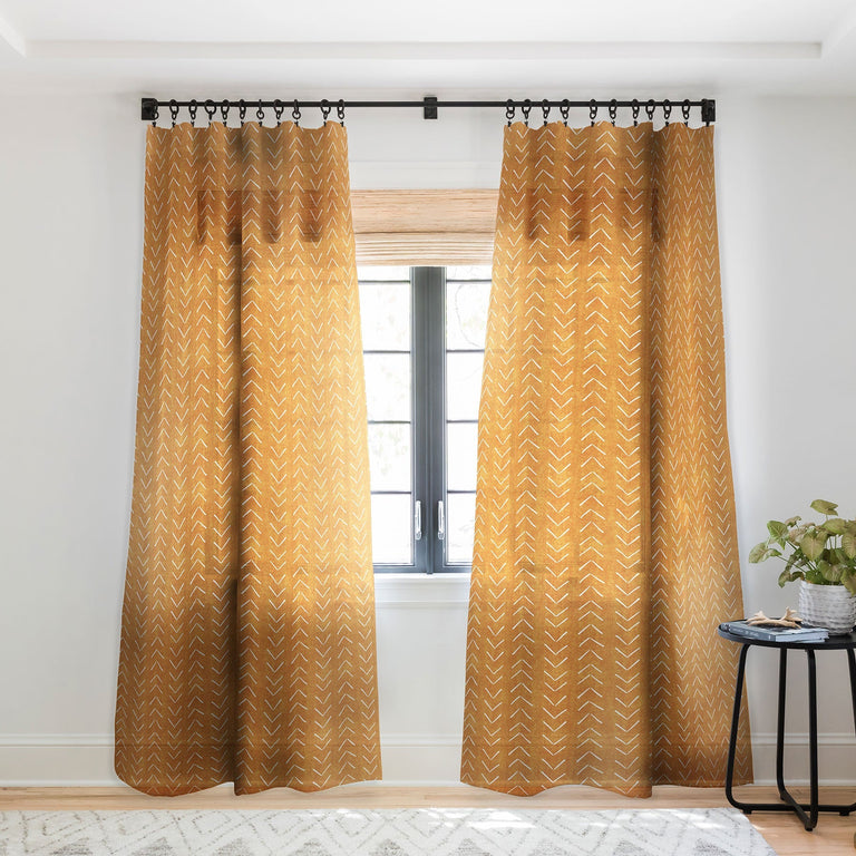 MUD CLOTH BIG ARROWS IN YELLOW SHEER WINDOW CURTAIN
