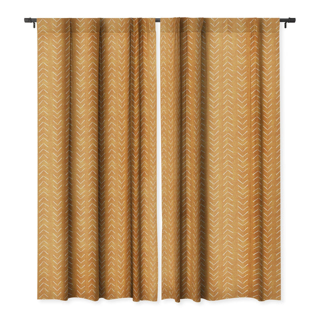 MUD CLOTH BIG ARROWS IN YELLOW BLACKOUT WINDOW CURTAIN