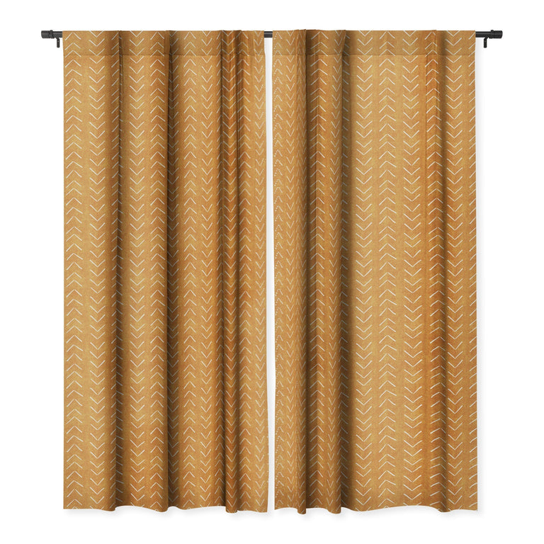 MUD CLOTH BIG ARROWS IN YELLOW BLACKOUT WINDOW CURTAIN