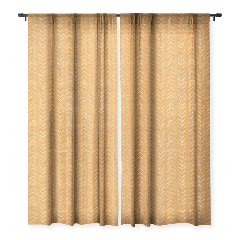 MUD CLOTH BIG ARROWS IN YELLOW SHEER WINDOW CURTAIN