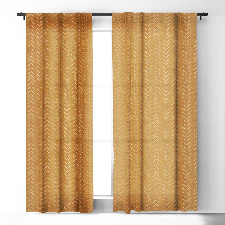 MUD CLOTH BIG ARROWS IN YELLOW BLACKOUT WINDOW CURTAIN