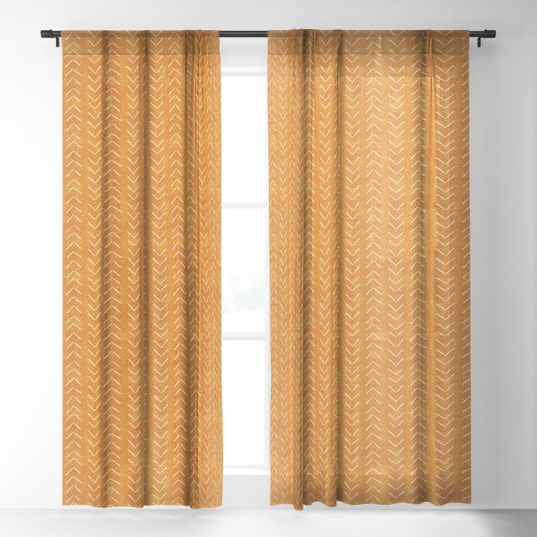 MUD CLOTH BIG ARROWS IN YELLOW SHEER WINDOW CURTAIN
