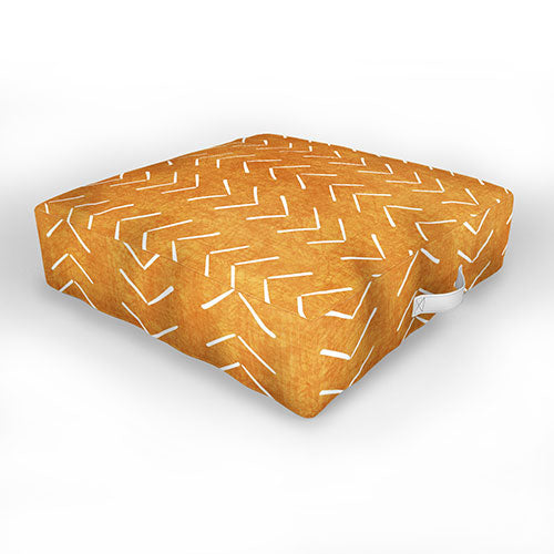 Mud Cloth Big Arrows in Yellow Outdoor Floor Cushion