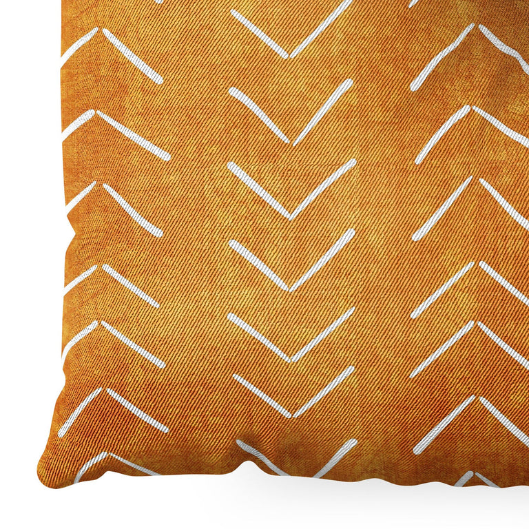 Mud Cloth Big Arrows in Yellow Floor Pillow Square