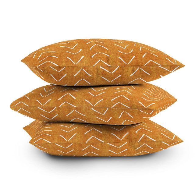 MUD CLOTH BIG ARROWS IN YELLOW THROW PILLOW