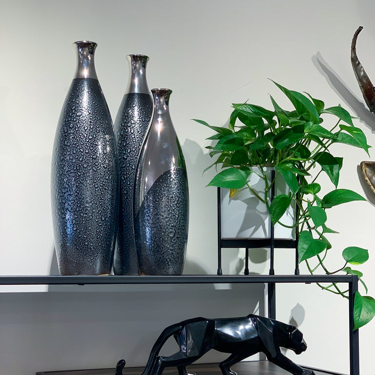 BLACK & SILVER BOTTLE VASES | VASES | STAG & MANOR