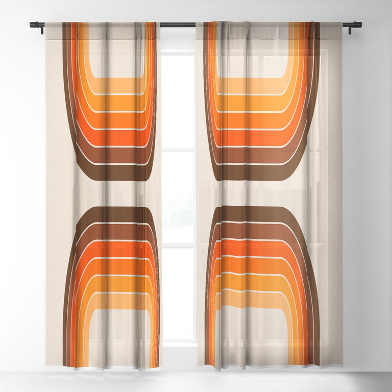 TAN TUNNEL SHEER NON REPEAT WINDOW CURTAIN