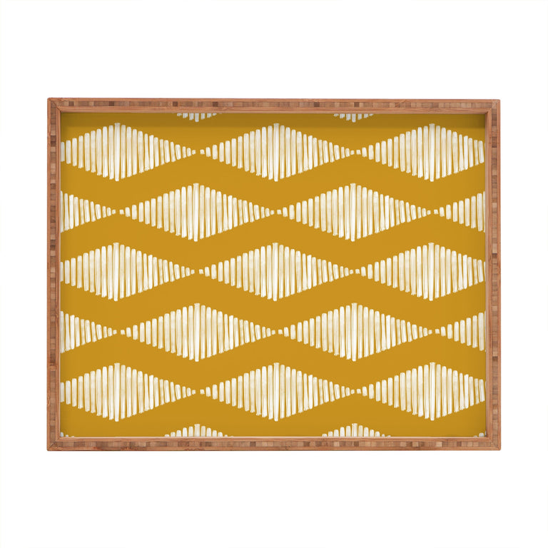 ACOUSTIC WAVE MUSTARD RECTANGULAR TRAY