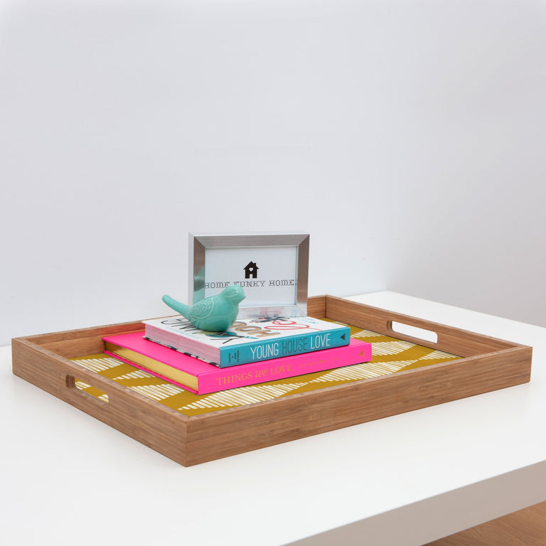 ACOUSTIC WAVE MUSTARD RECTANGULAR TRAY