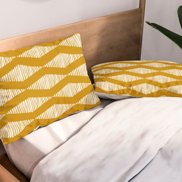 ACOUSTIC WAVE MUSTARD PILLOW SHAMS